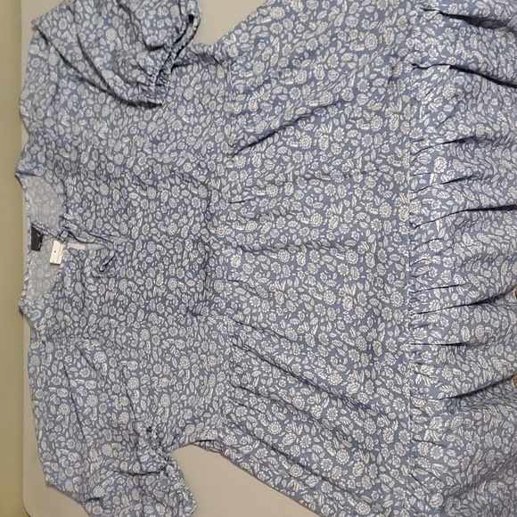 Wallpapher Blue Floral Tired Gathered Slv Sz. XXL Dress - Picture 12 of 13